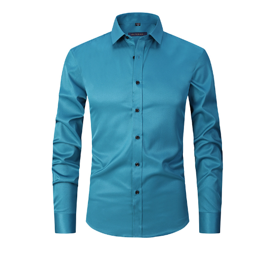 Modern Stretch Långärmad Skjorta-Clothes for Men-Hemnix-Blå-38-Hemnix