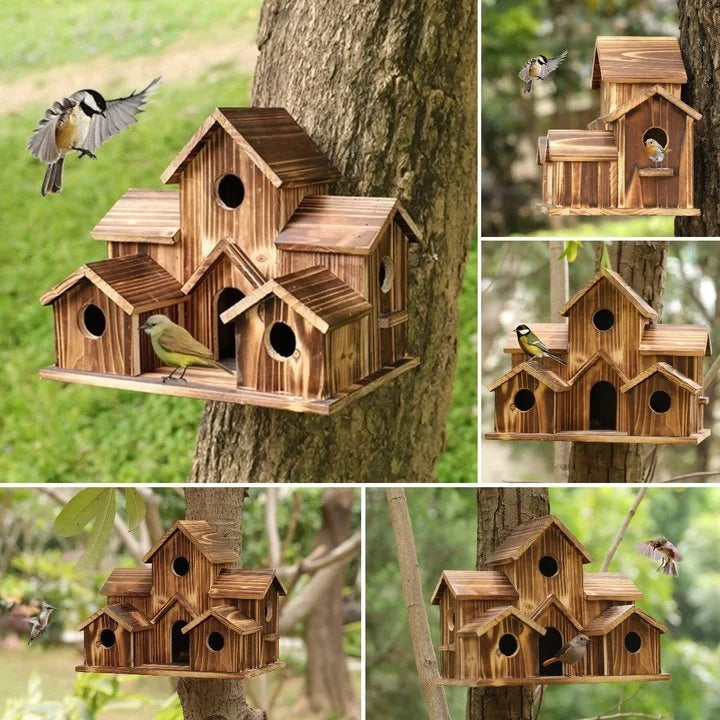 NatureNest - Artisan Birdhouse med sex mysiga ingångar Carvallo