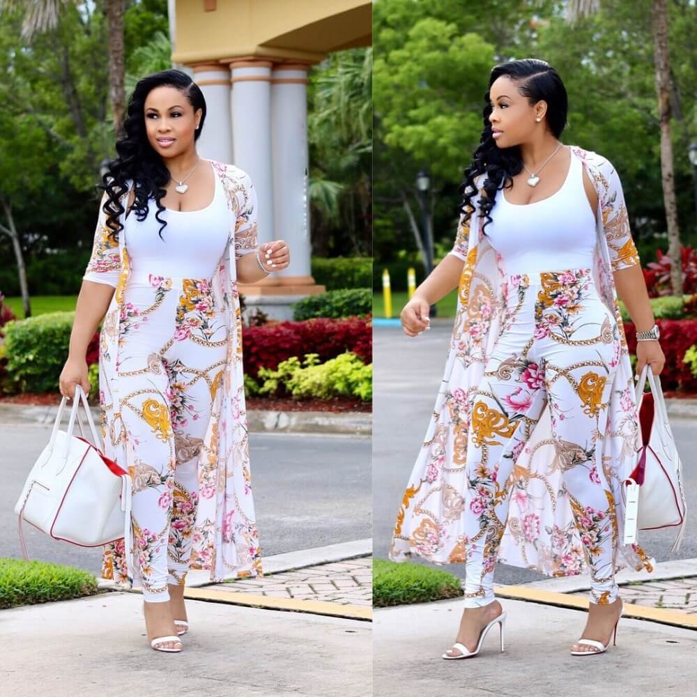 Kimono kofta set-Clothes for women-Bellasverige-Rosa vit blommigt-S-Hemnix
