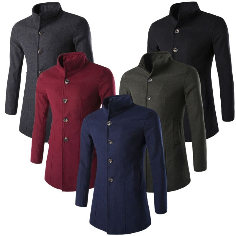 Trenchcoat med stående krage för män-Clothes for Men-Hemnix-Hemnix