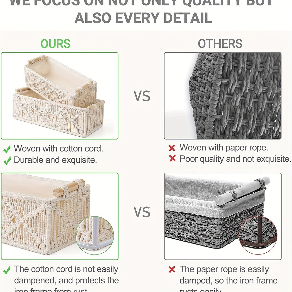 Set om 2 Handgjorda Makramé Förvaringskorgar – Boho Chic för en Stilig Organisation Carvallo