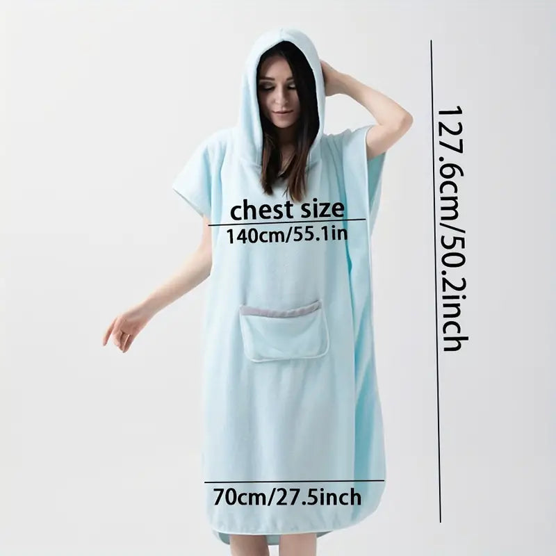 Ultramjuk fleeceponcho med huva – Snabbtorkande unisex bad- och spa-morgonrock MILA Sverige