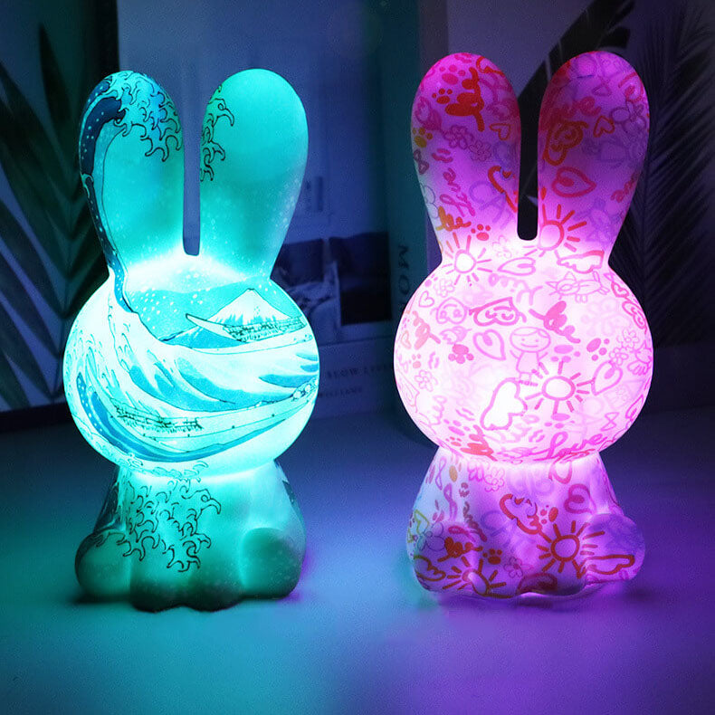 RainbowBunny | Kreativ 3D-skriven LED-nattlampa med handmålad design MILA Sverige