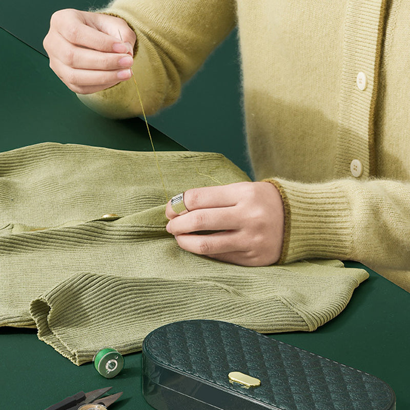 Carvallo Nähset i dubbel-etui | 20 färgglada spolar & läder-måttband | Kompakt & organiserat | 19,5×8,5×3,8 cm Carvallo