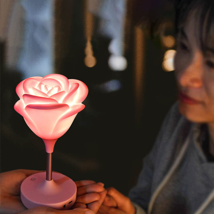 RoseGlow | Romantisk rosa USB uppladdningsbar Touch LED nattlampa MILA Sverige