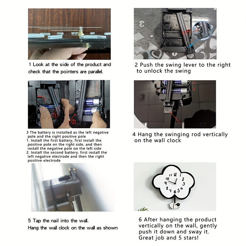 CloudSwing - Tecknad tyst väggklocka med gungande får Carvallo