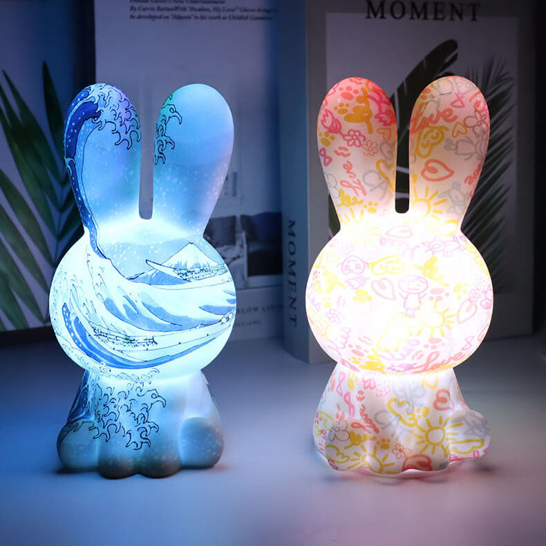 RainbowBunny | Kreativ 3D-skriven LED-nattlampa med handmålad design MILA Sverige