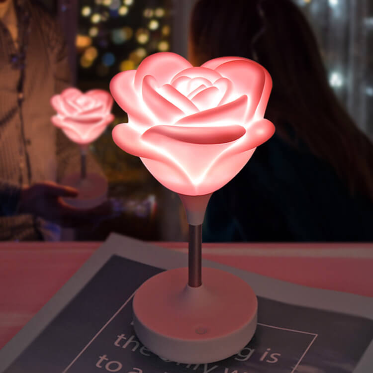 RoseGlow | Romantisk rosa USB uppladdningsbar Touch LED nattlampa MILA Sverige