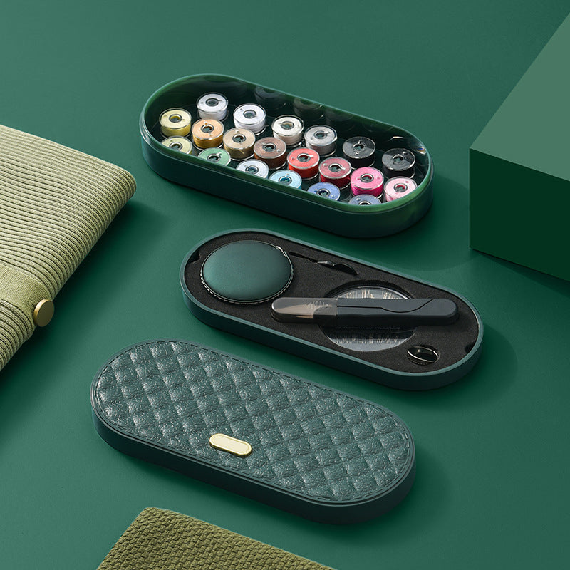 Carvallo Nähset i dubbel-etui | 20 färgglada spolar & läder-måttband | Kompakt & organiserat | 19,5×8,5×3,8 cm Carvallo