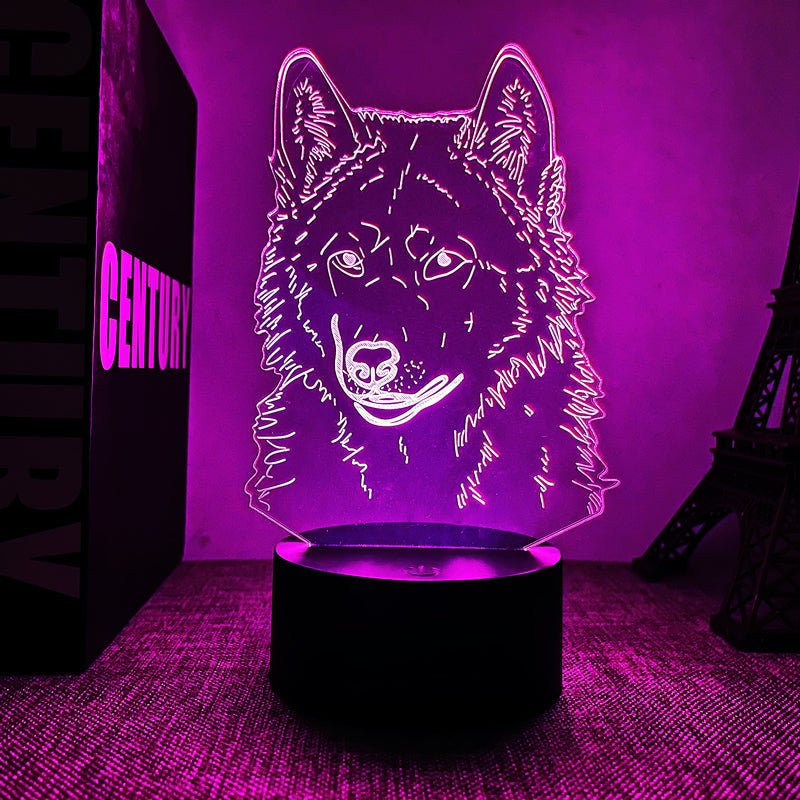 WolfLicht - 3D Nattlampa med Touchkontroll och Svart Bas Carvallo