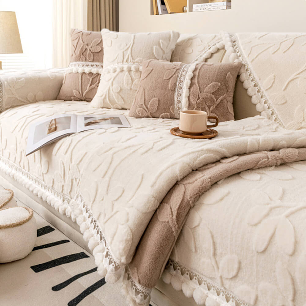 Branch Jacquard Elegant Decorative Plush Non-Slip Sofföverdrag Carvallo
