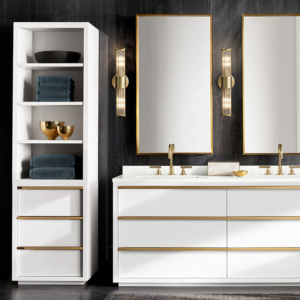 Modern Guld Vägglampa | LED Glas Vanity | Armatur Hårddragen | 10,63" eller 18,90" | Brick by Brick Carvallo