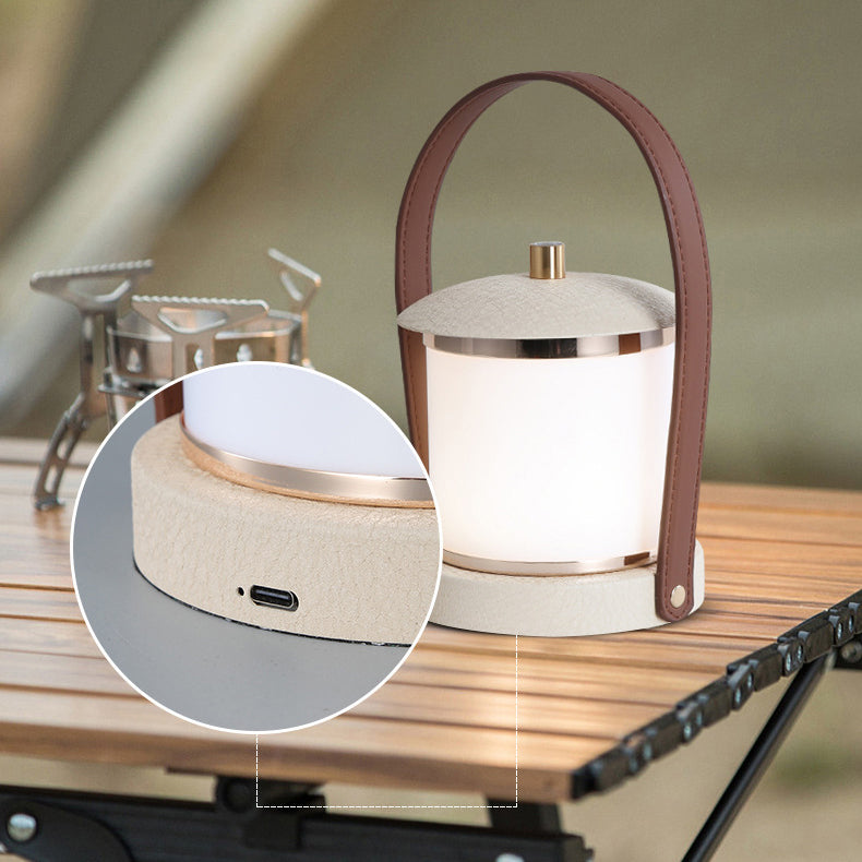 Portable LED Cylinder Lamp – Sleek Leather Look MILA Sverige