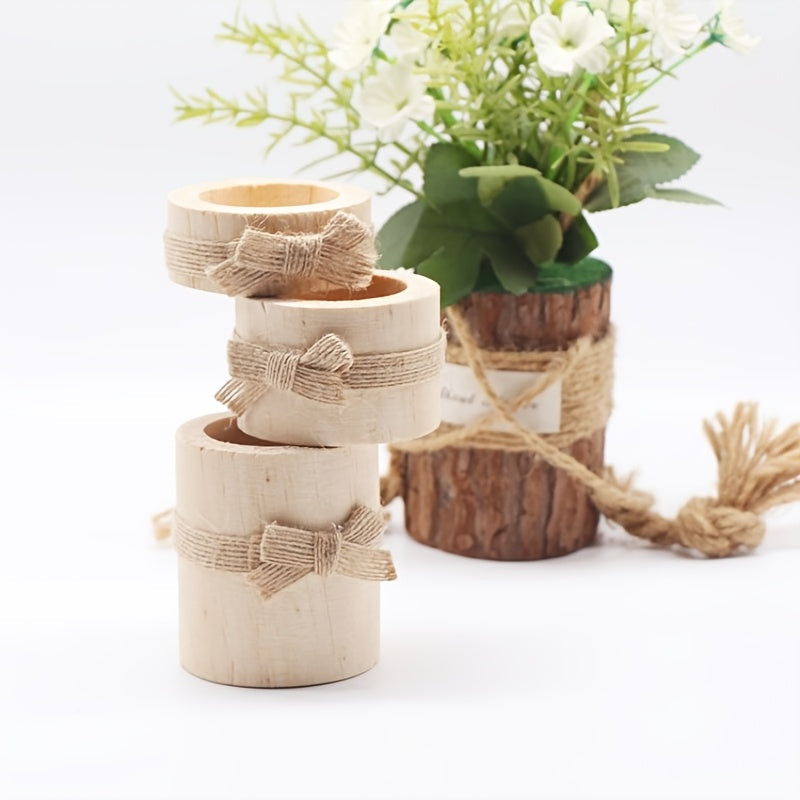 Trä Tealight Hållare med Jute Snöre – Rå Inredning för Hem och Trädgård Carvallo
