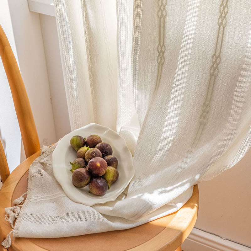 Randig Semi-Svart utelämning Gardin Hålig Tassel Draperier Carvallo