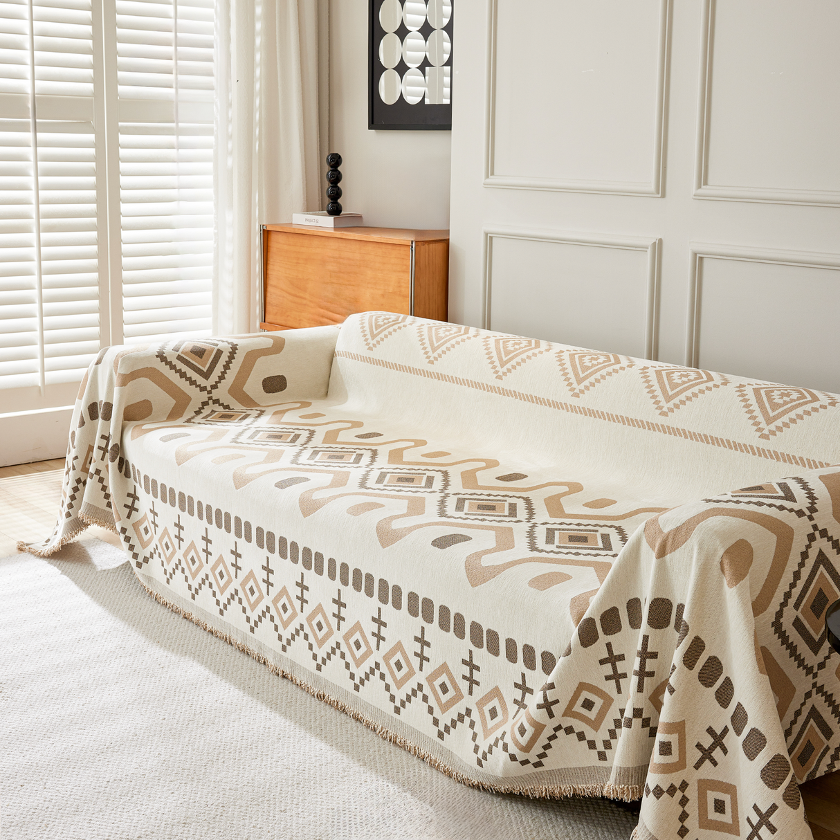 Geometrisk Boho Sofföverdrag - Modern, Stilig & Hållbar Soffa Skydd Carvallo