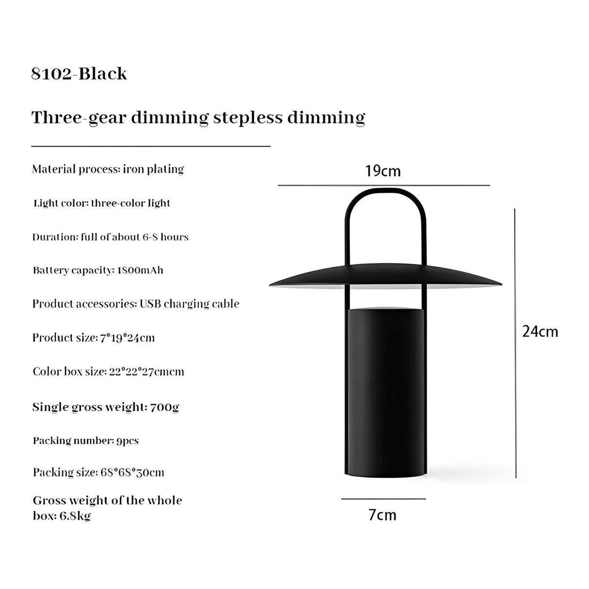 GlowLight Lampa - Uppladdningsbar vattentät trädgårdslampa Carvallo