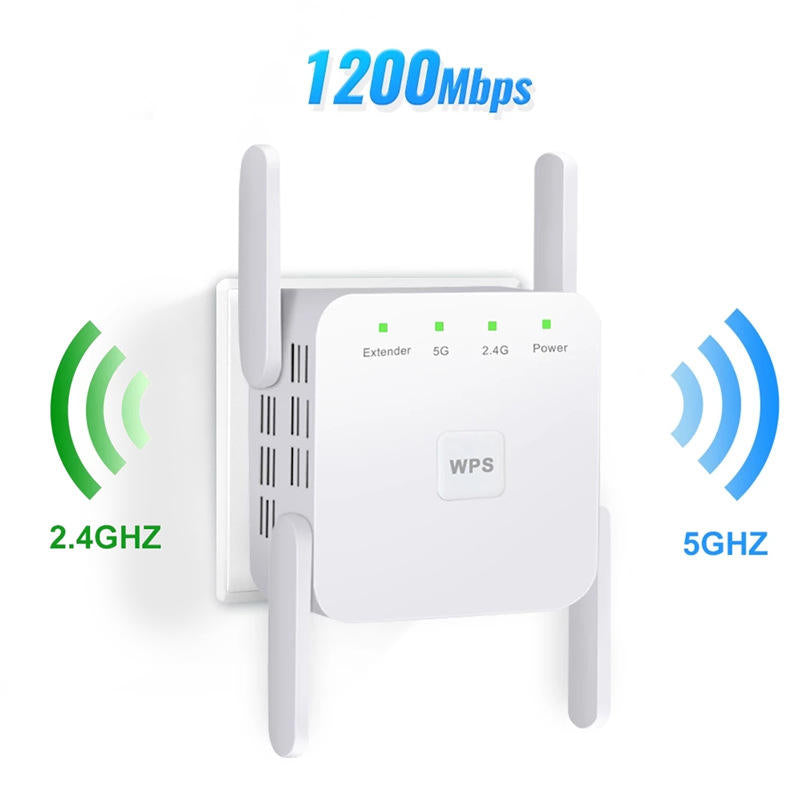 1200Mbps 5GHz Trådlös WiFi Extender | Öka ditt Internet med Dual-Band Repeater & Brandvägg Carvallo