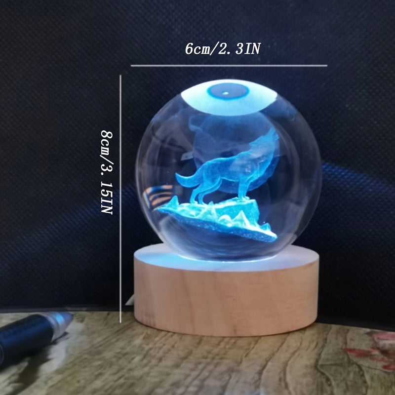 WolfLamp - 3D Snygg Wolf Glas Snöglob USB Nattlampa Carvallo