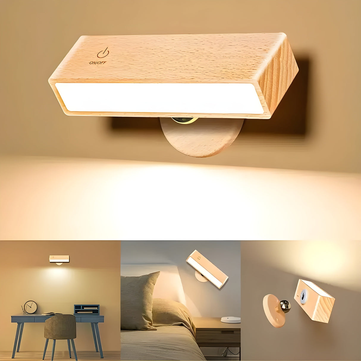 Klein Justerbar Vägglampa – Trä & Magnet | Flexibel och Stilfull Carvallo