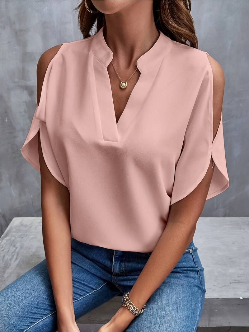 Dam Axelfri Blus Lätt Material Elegant Sommar Bellasverige