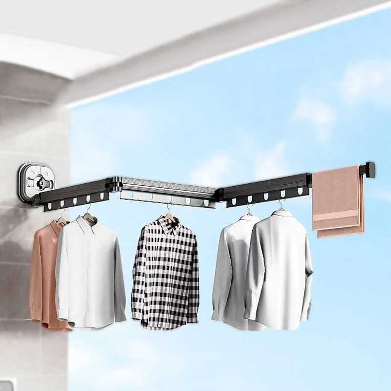 DryFold - Hopfällbart Väggmonterat Torkställ med Sugkoppar för Platsbesparing-organisera-BB-Hemnix