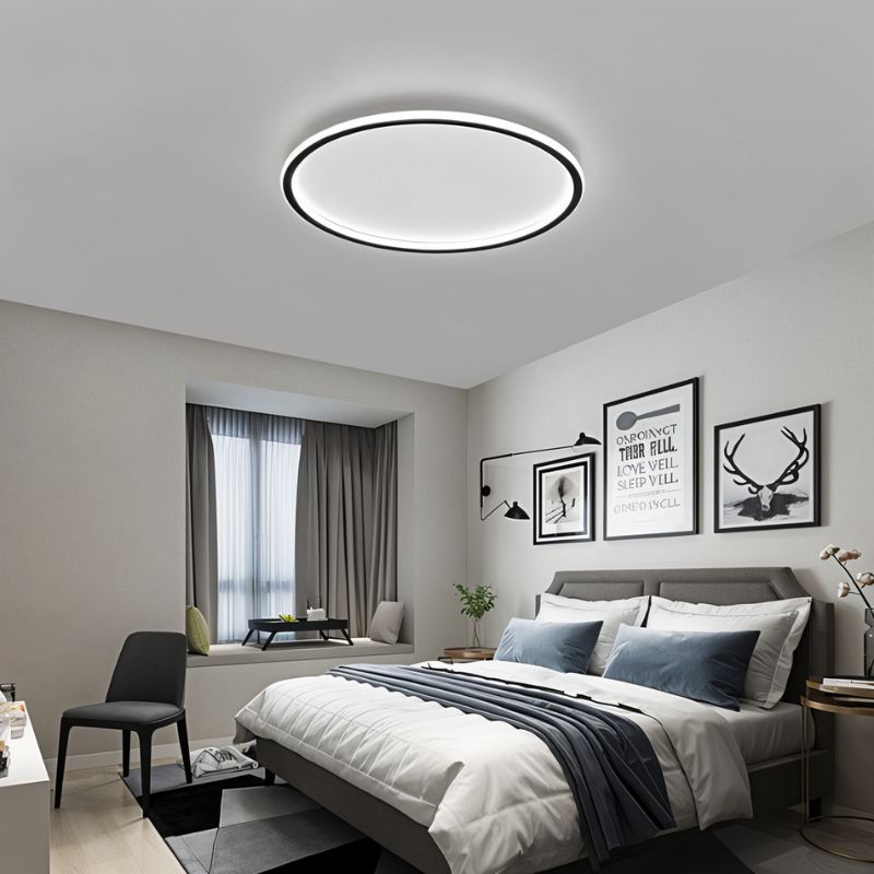 Ultra-tunn modern taklampa | Flush Mount LED för låga tak | Rund & dimbar Carvallo