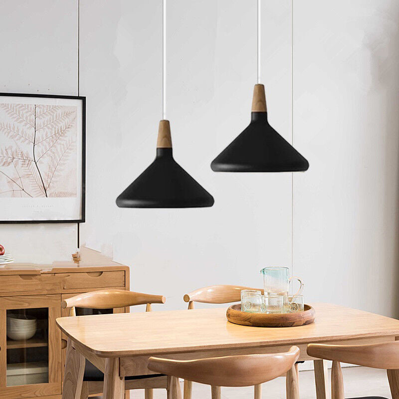 Nordisk Macaron Pendant Light | Trä Accent | Minimalistisk Charm | D7.09"-15.35" | Brick by Brick Carvallo