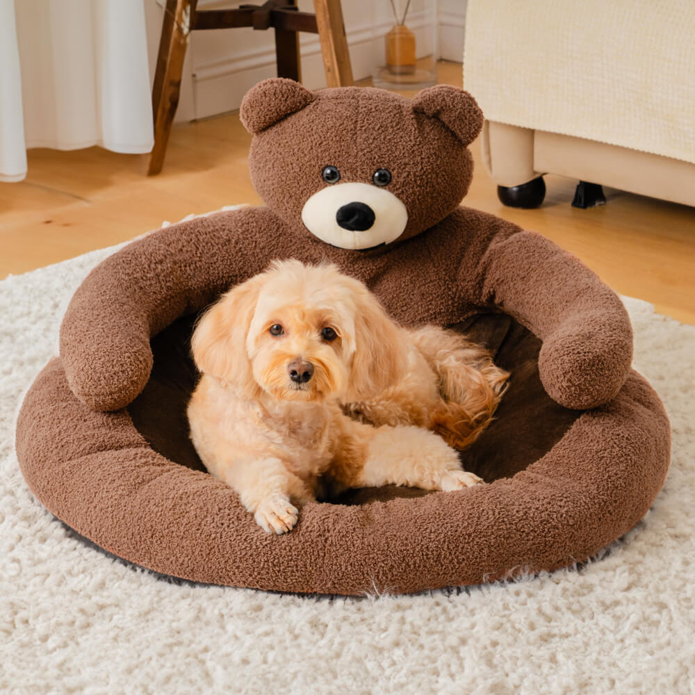 Pet Bed Plush Bear Cuddle-Style Nest Carvallo