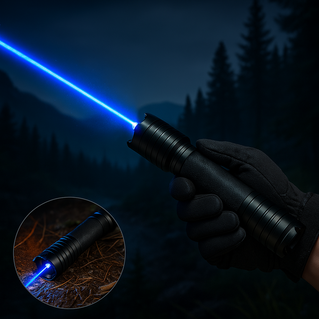 Laser Ficklampa Blå Stråle Taktisk Utomhus Ficklampa Carvallo
