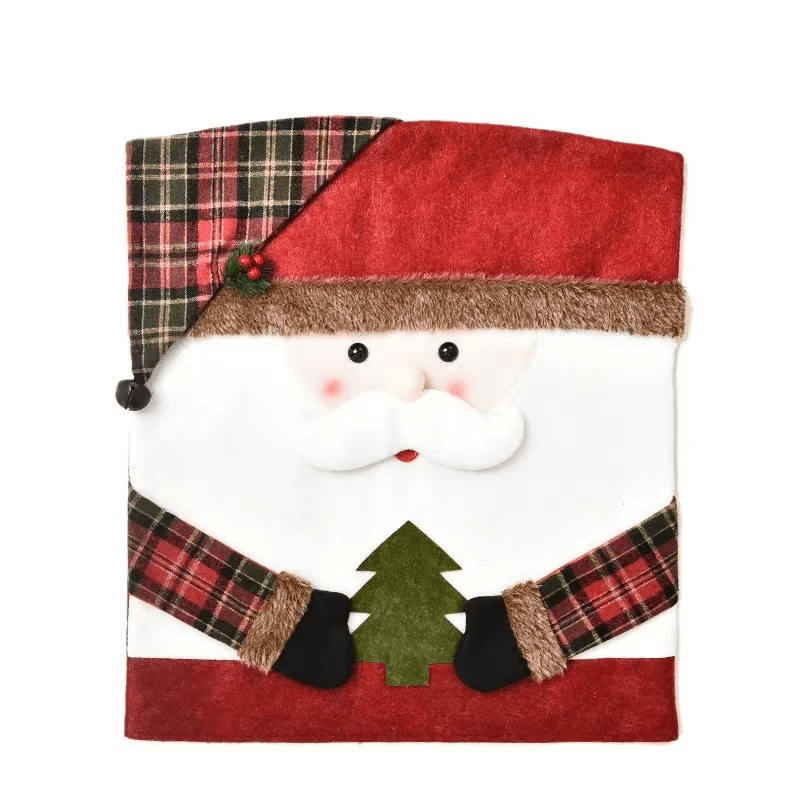 3x Juldekorerande Stolsöverdrag för Ryggstödet 48x54cm - Jultomte, Snögubbe, Ren-Jul-BB-Hemnix