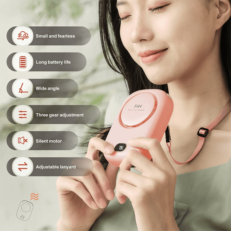Portabel Hängande Minihalsfläkt 2000mAh-Personligt-BB-Hemnix