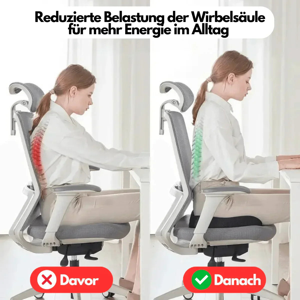Ergonomisk 4D komfort sittkudde med ortopediskt stöd Carvallo