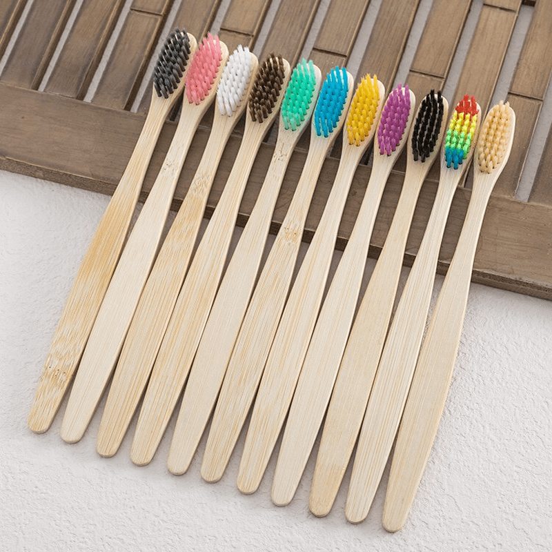 10st Miljövänliga Färgglada Bambu Tandborstar-Tandvård-BB-Hemnix