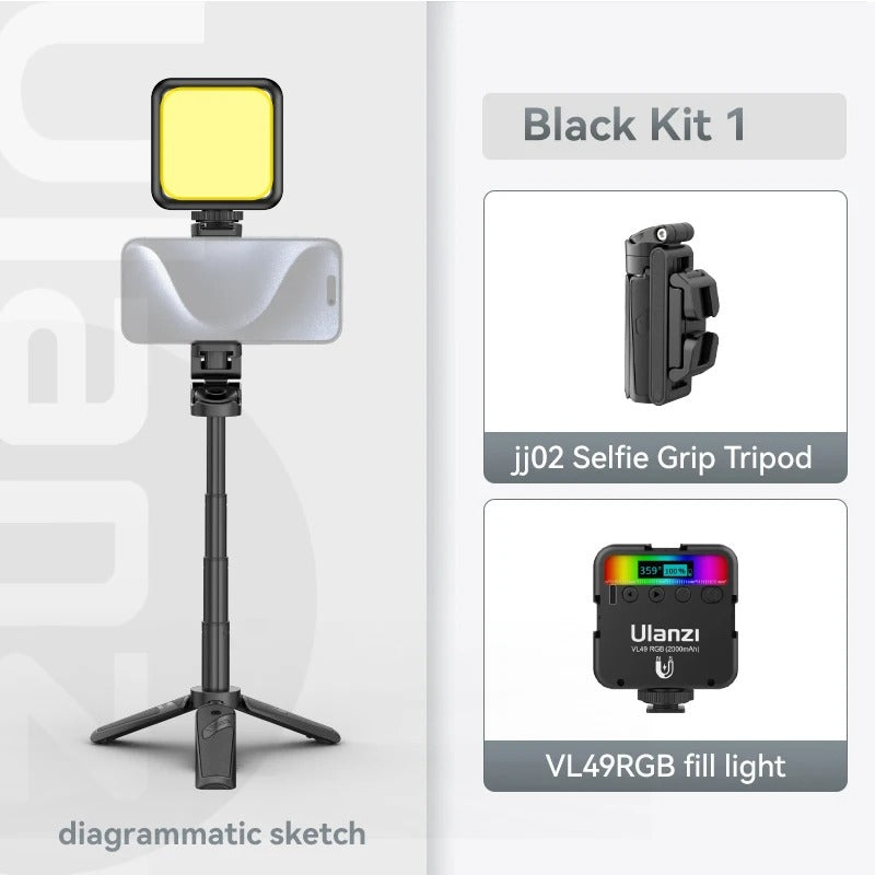 Bluetooth Selfie Stick med Stativ – 4-sektions Förlängningsbar Rotera Handtag för Stabila Skott Carvallo