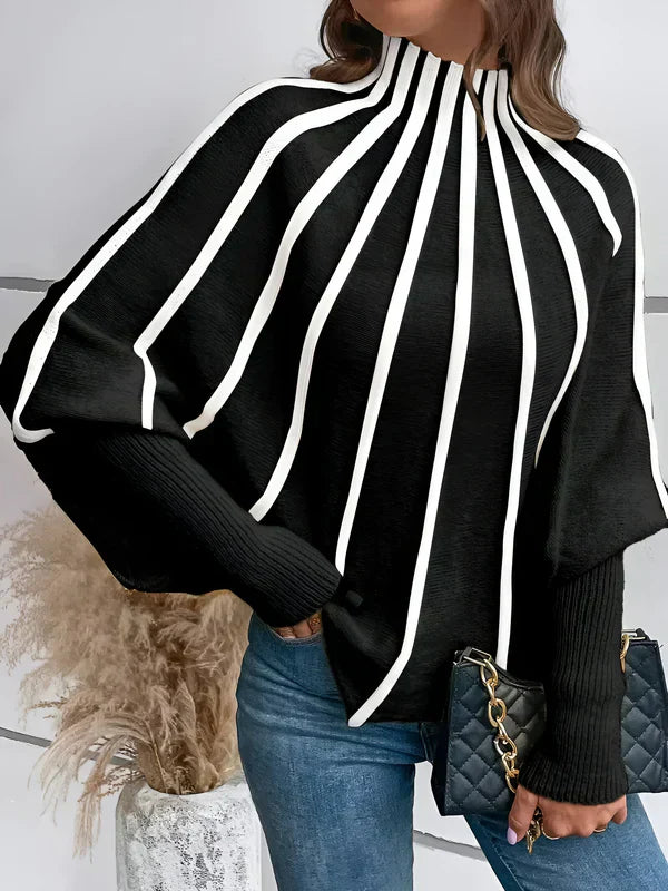 Dam Tröja Randig Mjuk Bomull Komfortabel Design Hemnix