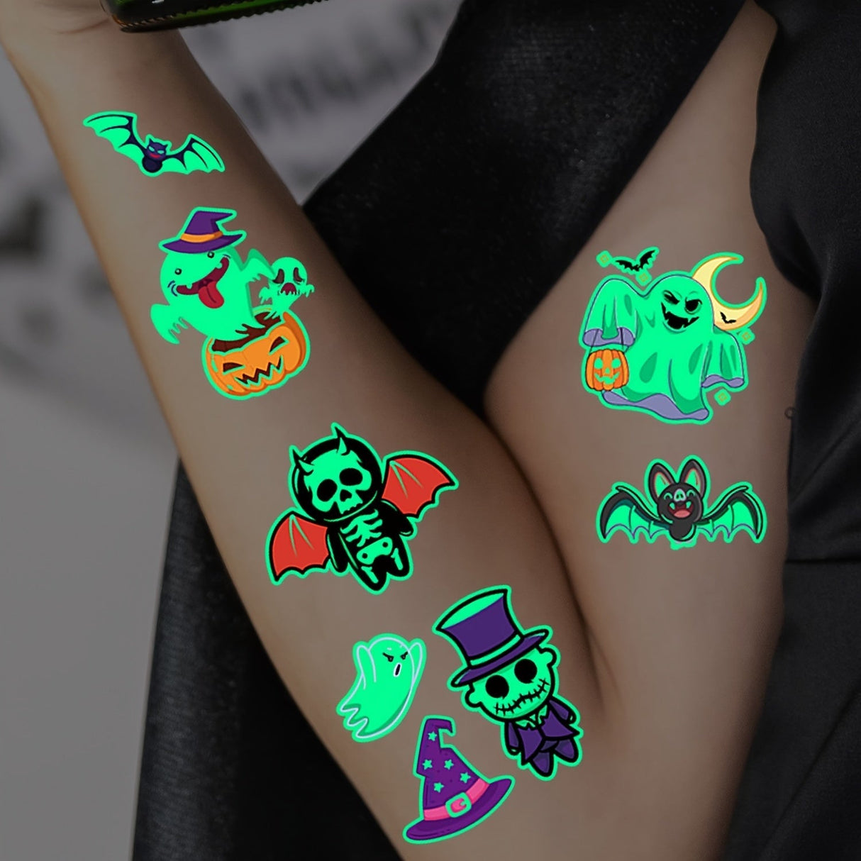Tillfälliga Glow in the Dark Barn Tatueringar Carvallo