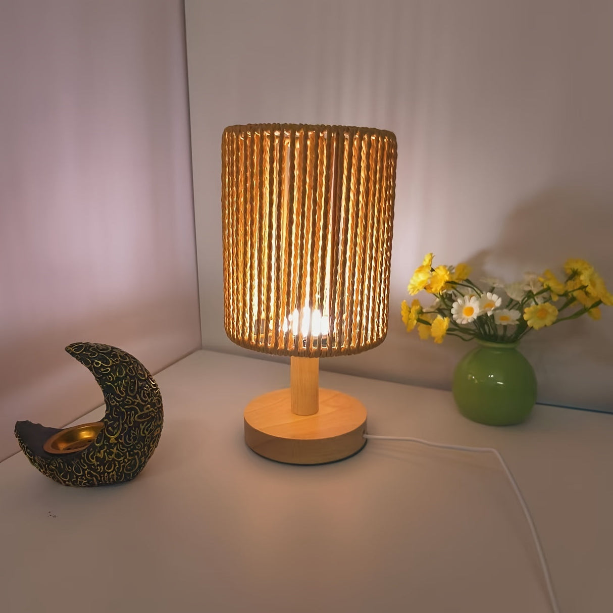 BarrelGlow - Trä-byrålampa med randmönster Carvallo