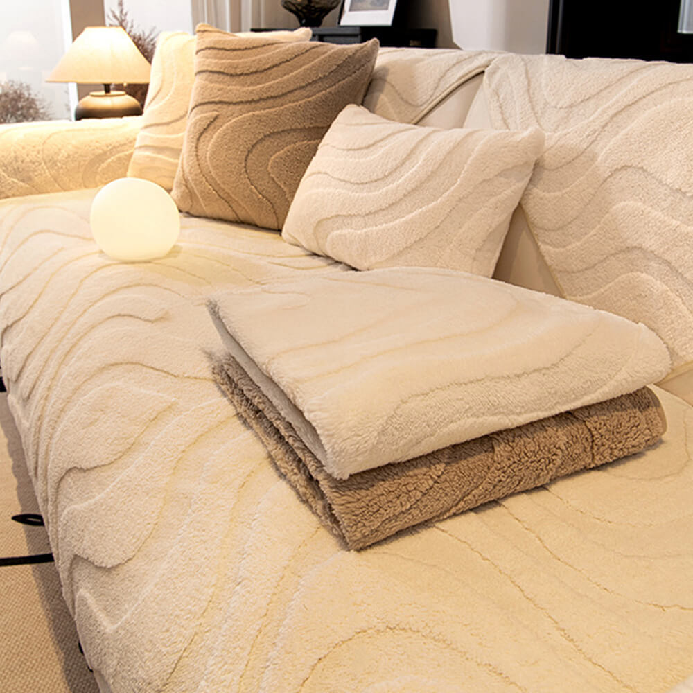 Varm Plush Curved Jacquard icke-glidande Soffa Skydde Täckning Carvallo