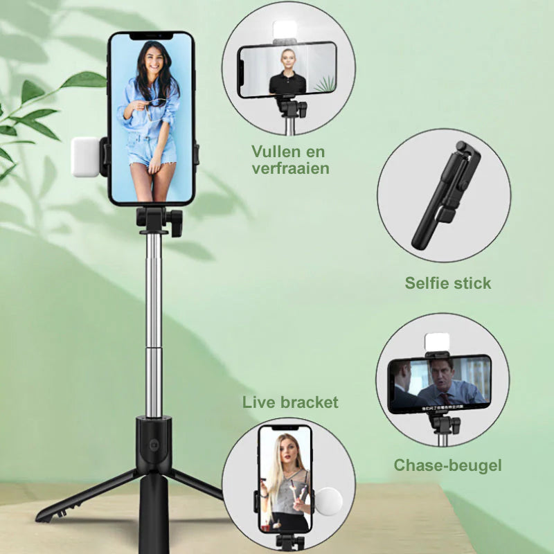 GlowGrip 6-i-1 Bluetooth Selfie Stick-stativ MILA Sverige