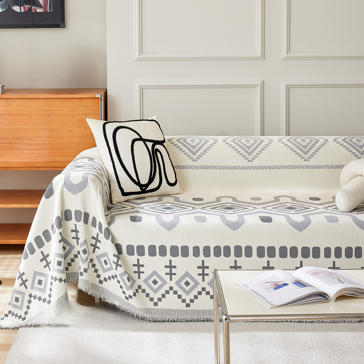 Geometrisk Boho Sofföverdrag - Modern, Stilig & Hållbar Soffa Skydd Carvallo