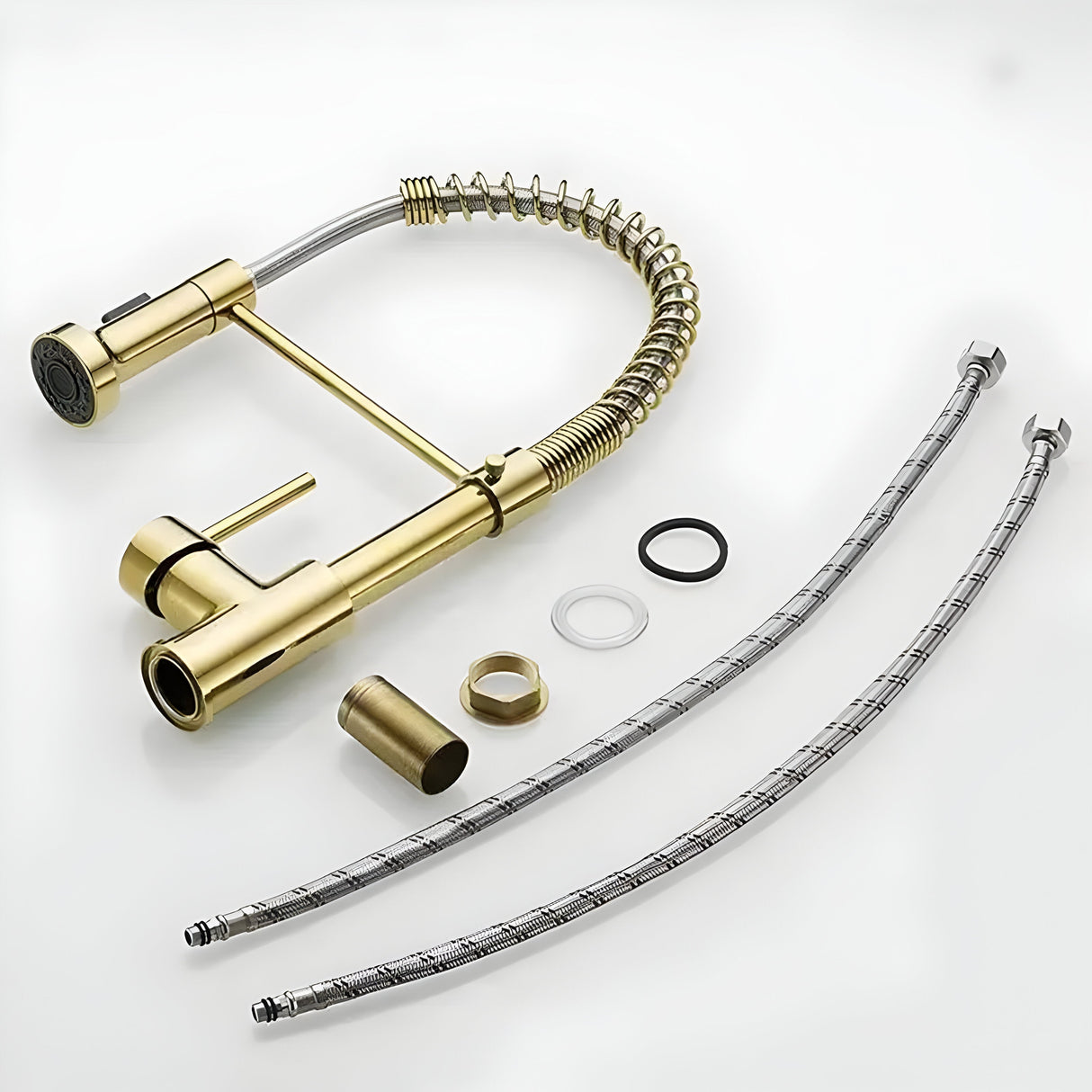 FlowNova - Multifunktionell diskbänksblandare (Borstad stål) Carvallo