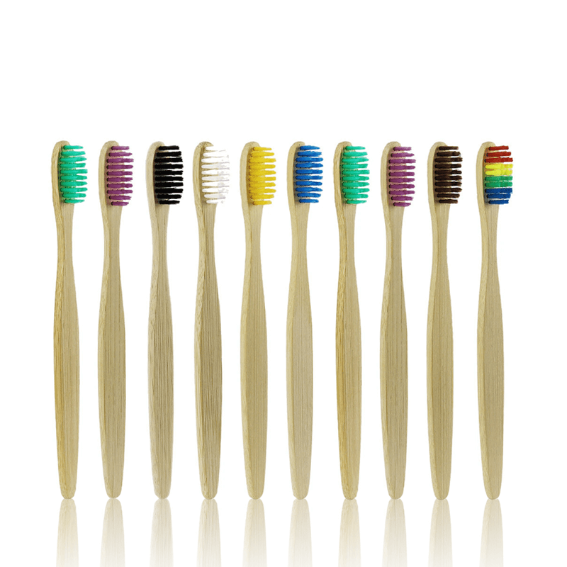 10st Miljövänliga Färgglada Bambu Tandborstar-Tandvård-BB-Hemnix