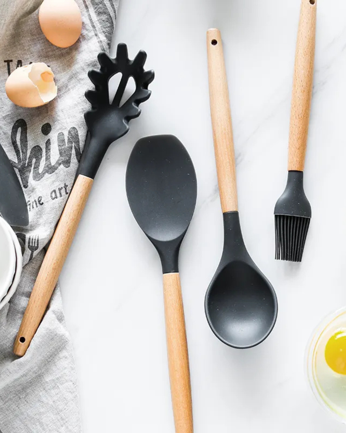 Carvallo – Miljövänligt Silikon Kökset med Bambu Handtag (12-delar) Carvallo