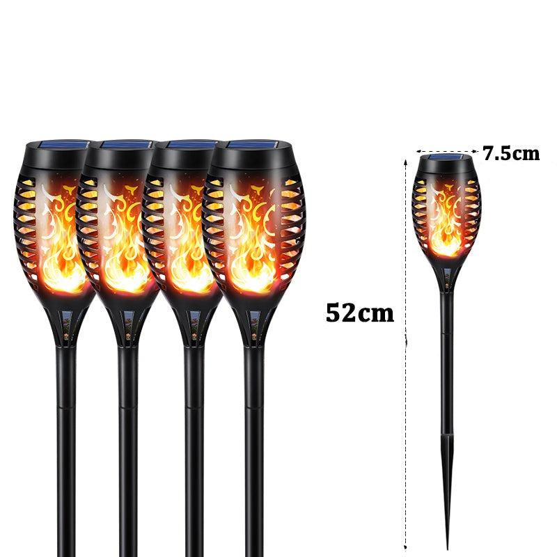 Solcellsdriven LED Lykta för Utomhusbruk | IP65 Vattentät Trädgårdsfackla med Flammeffekt – Energisnål & Automatisk Tändning-Kök-BB-4 Pack-7.5 x 52cm-Hemnix
