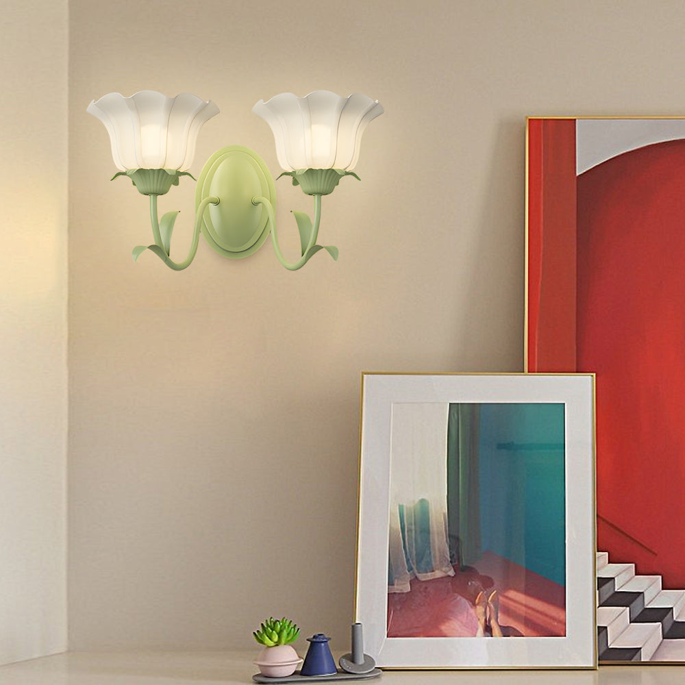 1/2-Lights Blommor Glas Tre-Stegs Dimbar Grön Vägglampa Carvallo