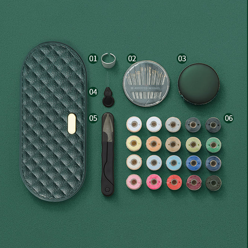 Carvallo Nähset i dubbel-etui | 20 färgglada spolar & läder-måttband | Kompakt & organiserat | 19,5×8,5×3,8 cm Carvallo