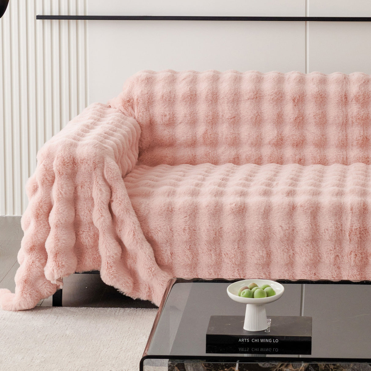 Luxe Ripple Faux Fur Sofföverdrag - Modernt, Stilrent & Hållbart Soffaskydd Carvallo