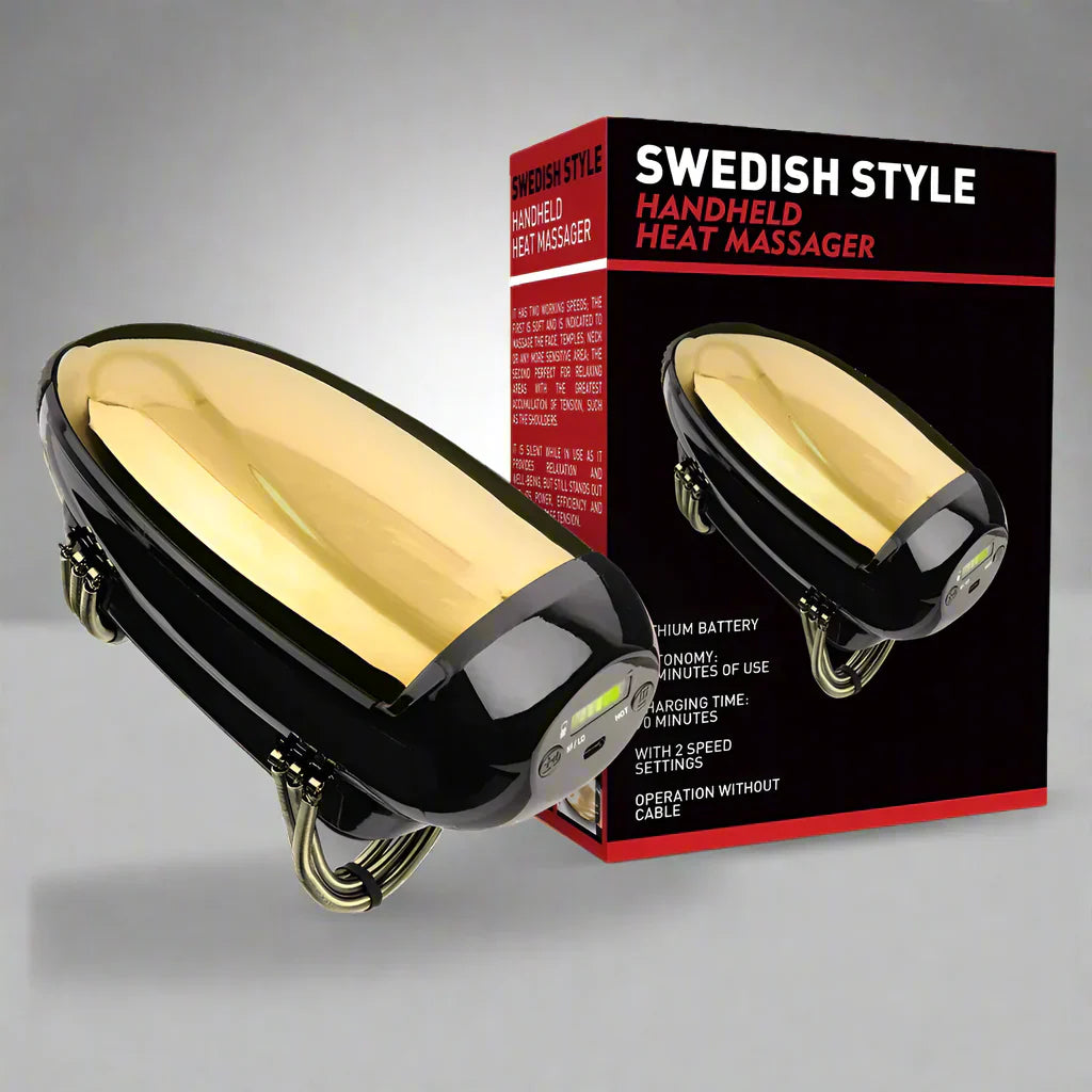 Royaleva Professionell Sladdlös Handhållen Vibration Massageapparat med Värme – USB-uppladdningsbar för Nacke, Rygg, Huvud och Ansikte Carvallo