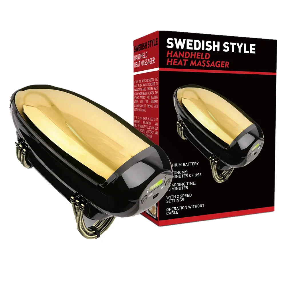 Royaleva Professionell Sladdlös Handhållen Vibration Massageapparat med Värme – USB-uppladdningsbar för Nacke, Rygg, Huvud och Ansikte Carvallo